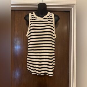 A New Day Black and Cream Striped Tank - Size XXL